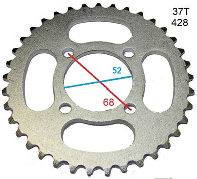 Rozeta 37 zubů pro řetěz 428 střed 52mm
