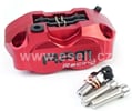 Brzdový třmen 4 pístkový CNC 82 mm červená
