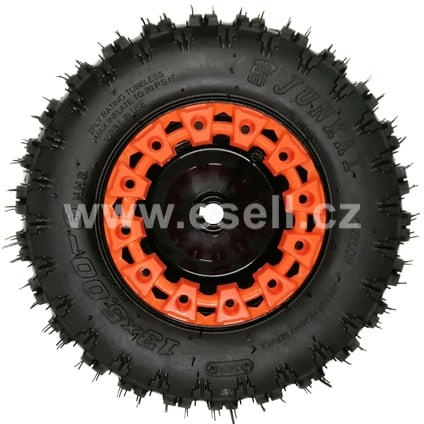 Kompletní zadní kolo 6" s pneu 13x5,00-6 - oranžová