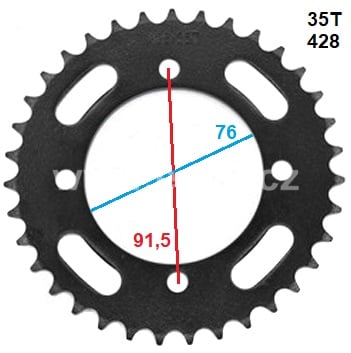 Rozeta pitbike 35 zubů pro řetěz 428