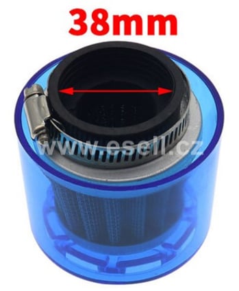 Sportovní vzduchový filtr 38mm s krytem - modrá