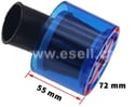 Sportovní vzduchový filtr 38mm zahnutý s krytem - modrá