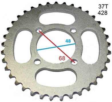 Rozeta 37 zubů pro řetěz 428 střed 48mm