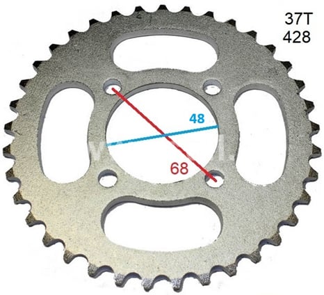 Rozeta 37 zubů pro řetěz 428 střed 48mm