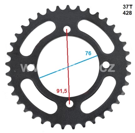 Rozeta pitbike 37 zubů pro řetěz 428