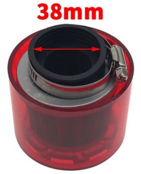 Sportovní vzduchový filtr 38mm s krytem - červená
