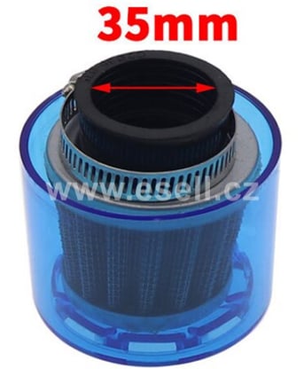 Sportovní vzduchový filtr 35mm s krytem - modrá