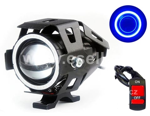 Přední světlo U7 LED 3000LM Angel Eyes - modrá