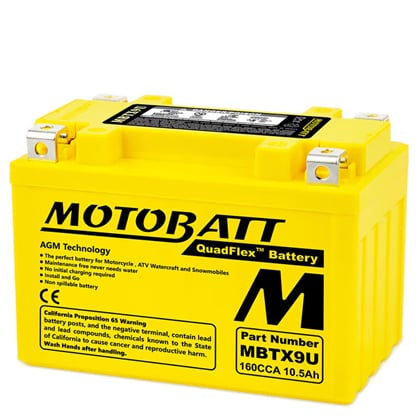 Baterie MOTOBATT MBTX9U, 12V, 10,5Ah, 160A (YTX9-BS, YT12A-BS, YTZ12S, YTZ14S)