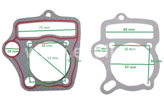 Sada těsnění pod válec 110cc, 125cc píst 52 mm