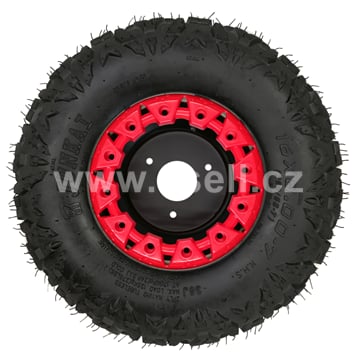Kompletní kolo 7 palců s pneu 16x8-7 červená 3x78mm
