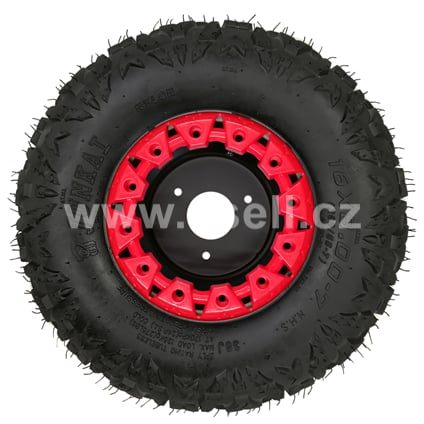 Kompletní kolo 7 palců s pneu 16x8-7 červená 3x78mm