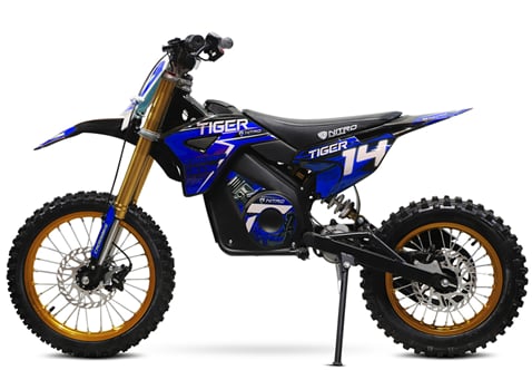 Pitbike 1300 W Tiger Lithium 14x12 modrá