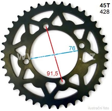 Rozeta pitbike 45 zubů pro řetěz 428