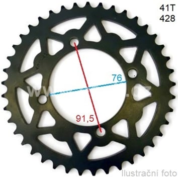 Rozeta pitbike 41 zubů pro řetěz 428 - stříbrná