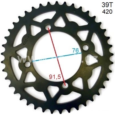Rozeta pitbike 39 zubů pro řetěz 420