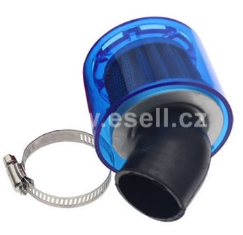 Sportovní vzduchový filtr 38mm zahnutý s krytem - modrá