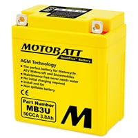 Baterie Motobatt MB3U, 12V, 3,8Ah, 50A (YB3L-A; YB3L-B)