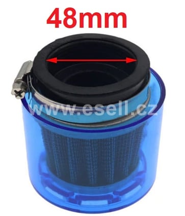 Sportovní vzduchový filtr 48mm s krytem - modrá