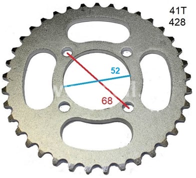 Rozeta 41 zubů pro řetěz 428 střed 52mm