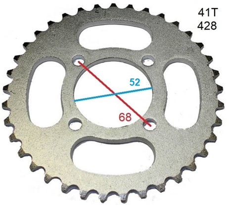 Rozeta 41 zubů pro řetěz 428 střed 52mm