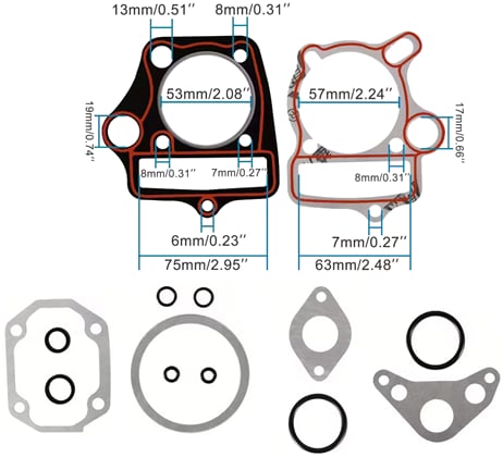 Sada těsnění hlava / válec 110cc, 125cc píst 52 mm