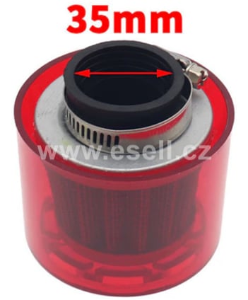 Sportovní vzduchový filtr 35mm s krytem - červená