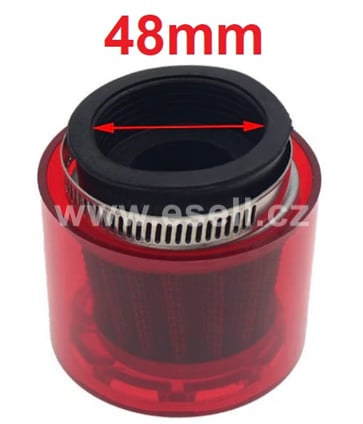 Sportovní vzduchový filtr 48mm s krytem - červená