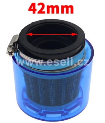 Sportovní vzduchový filtr 42mm s krytem - modrá