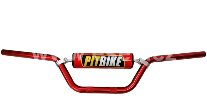 Řídítka pitbike s hrazdou, 735mm, ALU červená 